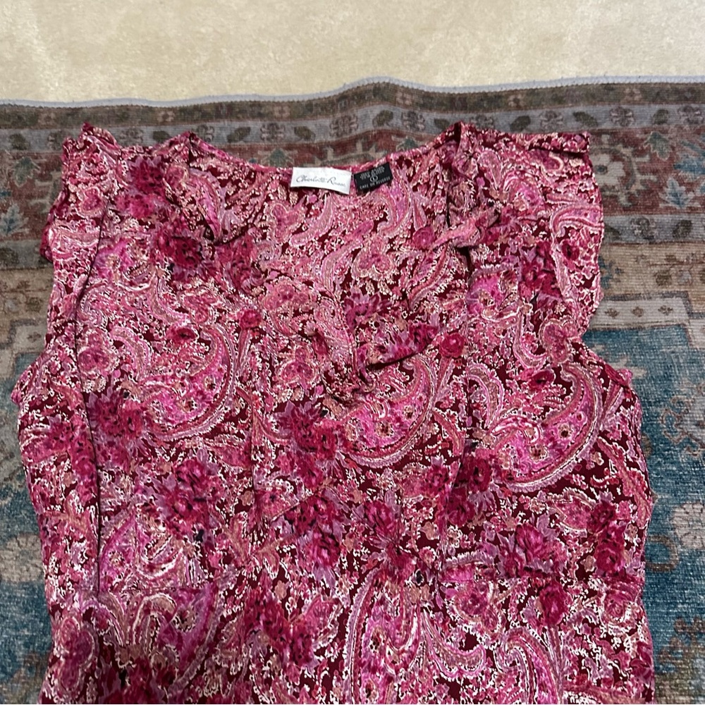 Y2k Charlotte Russe Pink paisley print maxi dress with ruffles Size Large - Picture 4 of 9